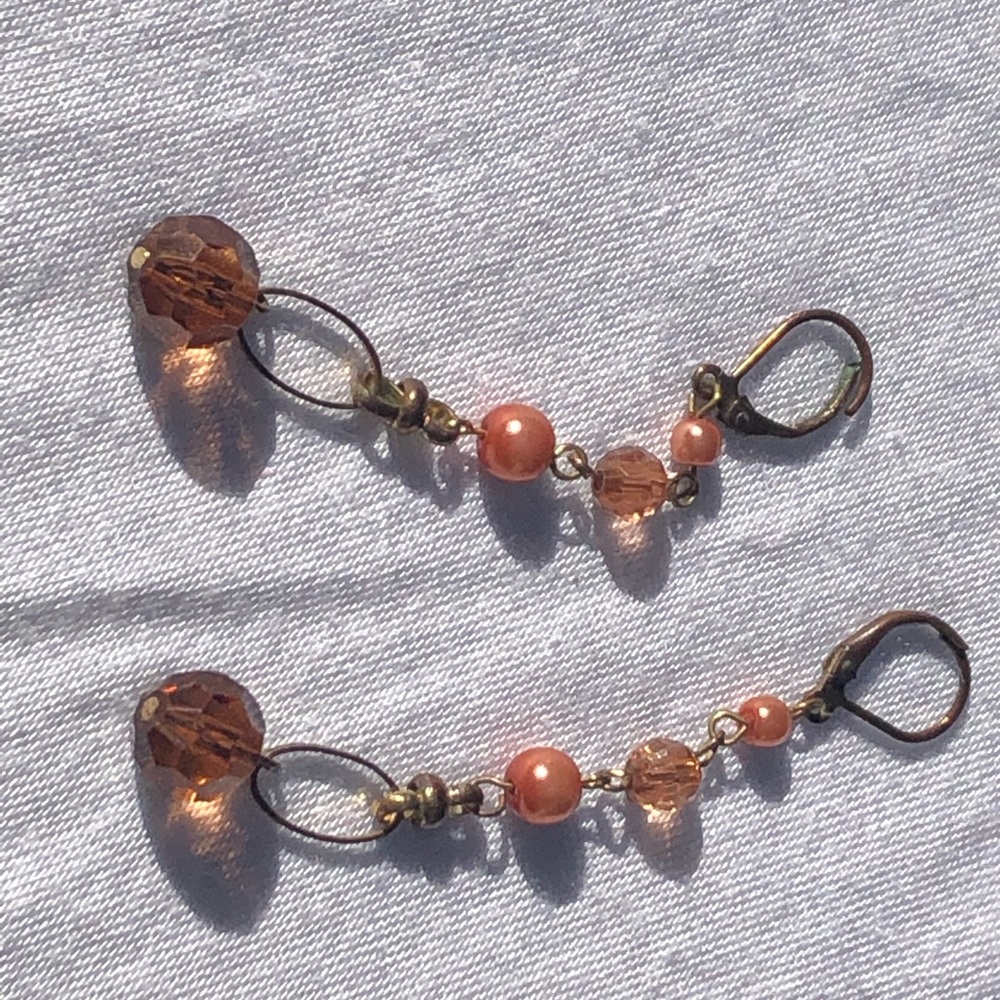 Vintage Style Bead Copper Earrings - Picture 2 of 6